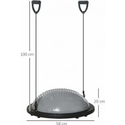 HOMCOM Balance Trainer - Coussin D'équilibre - Demi-ballon D'entrainement - Bandes De Résistance, Pompe Inclus - PP PVC Noir Gris - Gris 9 HOMCOM Balance Trainer - Coussin D'équilibre - Demi-ballon D'entrainement - Bandes De Résistance, Pompe Inclus - PP PVC Noir Gris - Gris -France HOMCOM Soldes 2022 60940578 3