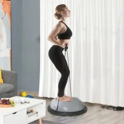 HOMCOM Balance Trainer - Coussin D'équilibre - Demi-ballon D'entrainement - Bandes De Résistance, Pompe Inclus - PP PVC Noir Gris - Gris 10 HOMCOM Balance Trainer - Coussin D'équilibre - Demi-ballon D'entrainement - Bandes De Résistance, Pompe Inclus - PP PVC Noir Gris - Gris -France HOMCOM Soldes 2022 60940578 4