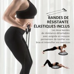 HOMCOM Balance Trainer - Coussin D'équilibre - Demi-ballon D'entrainement - Bandes De Résistance, Pompe Inclus - PP PVC Noir Gris - Gris 11 HOMCOM Balance Trainer - Coussin D'équilibre - Demi-ballon D'entrainement - Bandes De Résistance, Pompe Inclus - PP PVC Noir Gris - Gris -France HOMCOM Soldes 2022 60940578 5
