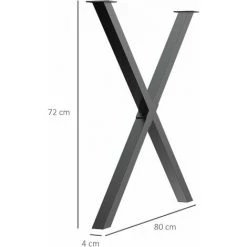 HOMCOM Lot De 2 Pieds De Table Design Industriel En Croix - Piètement Antidérapant - Dim. 80L X 4l X 72H Cm - Acier époxy Noir - Noir -France HOMCOM Soldes 2022 60940583 3