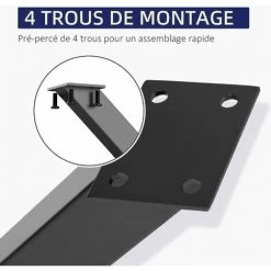 HOMCOM Lot De 2 Pieds De Table Design Industriel En Croix - Piètement Antidérapant - Dim. 80L X 4l X 72H Cm - Acier époxy Noir - Noir -France HOMCOM Soldes 2022 60940583 5