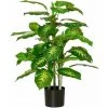 HOMCOM Arbre Artificiel Plante Artificielle Calathea H. 95 Cm Tronc Branches Lichen Feuilles Grand Réalisme Pot Inclus - Vert