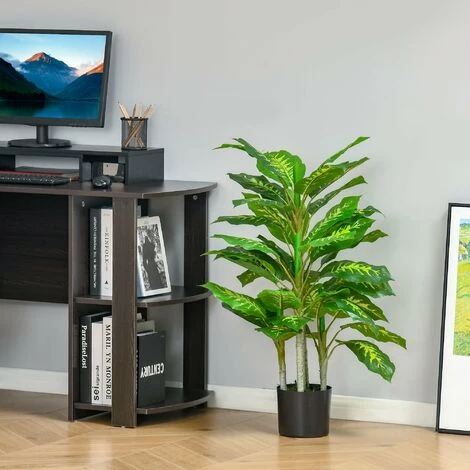 HOMCOM Arbre Artificiel Plante Artificielle Calathea H. 95 Cm Tronc Branches Lichen Feuilles Grand Réalisme Pot Inclus - Vert 4 HOMCOM Arbre Artificiel Plante Artificielle Calathea H. 95 Cm Tronc Branches Lichen Feuilles Grand Réalisme Pot Inclus - Vert – Image 2