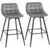 HOMCOM Lot De 2 Tabourets De Bar Design Chesterfield Capitonné Piètement Métal Effilé Noir Repose-pied Aspect Velours Gris - Gris 1 HOMCOM Lot De 2 Tabourets De Bar Design Chesterfield Capitonné Piètement Métal Effilé Noir Repose-pied Aspect Velours Gris - Gris -France HOMCOM Soldes 2022 63541841 1
