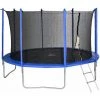 HOMCOM Trampoline Enfant Ø 3,66 × 2,64H M Filet De Sécurité Porte Zipée échelle Couvre-ressorts 8 Poteaux Rembourrés Bleu - Bleu -France HOMCOM Soldes 2022 63541847 1