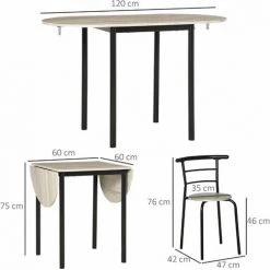 HOMCOM Ensemble Table à Manger 3 Pièces Avec 2 Chaises Style Industriel - Table Extensible - Acier MDF Aspect Chêne Clair - Beige -France HOMCOM Soldes 2022 63842197 3