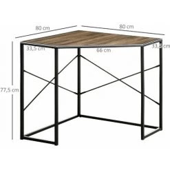 HOMCOM Bureau D'angle Informatique Design Industriel - Dim. 80L X 80l X 77,5H Cm - Métal Noir Panneaux Particules Aspect Bois - Marron 9 HOMCOM Bureau D'angle Informatique Design Industriel - Dim. 80L X 80l X 77,5H Cm - Métal Noir Panneaux Particules Aspect Bois - Marron -France HOMCOM Soldes 2022 63842198 3