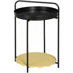 HOMCOM Table D'appoint Guéridon Bout De Canapé Design Néo-rétro Plateau étagère Amovibles Acier Noir PP Aspect Cannage - Noir 11 HOMCOM Table D'appoint Guéridon Bout De Canapé Design Néo-rétro Plateau étagère Amovibles Acier Noir PP Aspect Cannage - Noir -France HOMCOM Soldes 2022 63842200 5