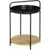 HOMCOM Table D'appoint Guéridon Bout De Canapé Design Néo-rétro Plateau étagère Amovibles Acier Noir Aspect Chêne Clair - Noir -France HOMCOM Soldes 2022 63842201 1