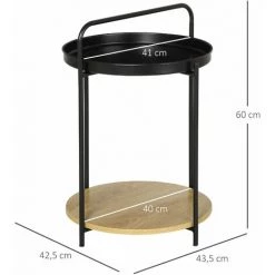 HOMCOM Table D'appoint Guéridon Bout De Canapé Design Néo-rétro Plateau étagère Amovibles Acier Noir Aspect Chêne Clair - Noir 9 HOMCOM Table D'appoint Guéridon Bout De Canapé Design Néo-rétro Plateau étagère Amovibles Acier Noir Aspect Chêne Clair - Noir -France HOMCOM Soldes 2022 63842201 3