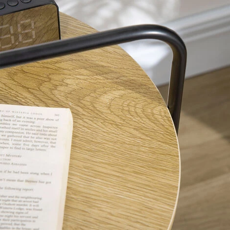 HOMCOM Table D'appoint Guéridon Bout De Canapé Design Néo-rétro Plateau étagère Amovibles Acier Noir Aspect Chêne Clair - Noir 7 HOMCOM Table D'appoint Guéridon Bout De Canapé Design Néo-rétro Plateau étagère Amovibles Acier Noir Aspect Chêne Clair - Noir â Image 5