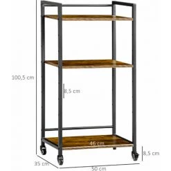 HOMCOM Chariot De Service Desserte Vintage Style Industriel 3 étagères Réglables Acier Noir Panneaux Particules Aspect Bois - Marron 9 HOMCOM Chariot De Service Desserte Vintage Style Industriel 3 étagères Réglables Acier Noir Panneaux Particules Aspect Bois - Marron -France HOMCOM Soldes 2022 64424964 3