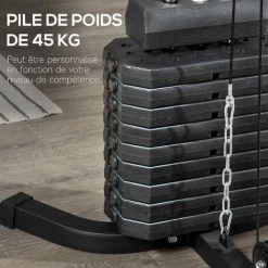 HOMCOM Station De Musculation - Entrainement Complet - Développé Couché, Butterfly, Barre Latissimus, Curler, Bande Résistance - 9 Contrepoids - Acier Noir - Noir 10 HOMCOM Station De Musculation - Entrainement Complet - Développé Couché, Butterfly, Barre Latissimus, Curler, Bande Résistance - 9 Contrepoids - Acier Noir - Noir -France HOMCOM Soldes 2022 64441633 4