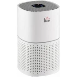 HOMCOM Purificateur D'air 50 W 4 Vitesses Mode Silencieux - Filtre HEPA, Charbon Actif - Jusqu'à 24 M² - Débit D'air Pur 225 M³/h - Timer - ABS Blanc Gris - Blanc