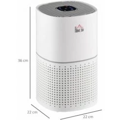 HOMCOM Purificateur D'air 50 W 4 Vitesses Mode Silencieux - Filtre HEPA, Charbon Actif - Jusqu'à 24 M² - Débit D'air Pur 225 M³/h - Timer - ABS Blanc Gris - Blanc -France HOMCOM Soldes 2022 64441649 3