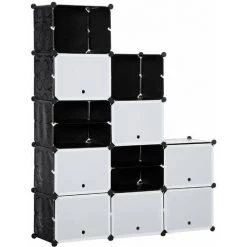 HOMCOM Meuble De Rangement - Meuble à Chaussures Modulable 12 Casiers Avec Portes Et étagères - Dim. 125L X 32l X 125H Cm - PP Noir Blanc - Blanc 10 HOMCOM Meuble De Rangement - Meuble à Chaussures Modulable 12 Casiers Avec Portes Et étagères - Dim. 125L X 32l X 125H Cm - PP Noir Blanc - Blanc -France HOMCOM Soldes 2022 64713958 4
