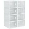 HOMCOM Lot De 8 Boites Cubes Rangement à Chaussures Modulable Avec Portes Transparentes - Dim. 25L X 35l X 19H Cm - PP Blanc Transparent - Blanc -France HOMCOM Soldes 2022 64713978 1