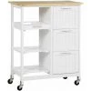 HOMCOM Desserte De Cuisine Multi-rangement 3 Tiroirs 2 étagères Plateau Amovible MDF Blanc Bois De Pin - Blanc -France HOMCOM Soldes 2022 64714079 1