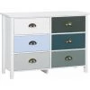 HOMCOM Commode Style Néo-rétro 6 Tiroirs Poignées Coquilles MDF Blanc Bleu Gris - Blanc -France HOMCOM Soldes 2022 64714085 1