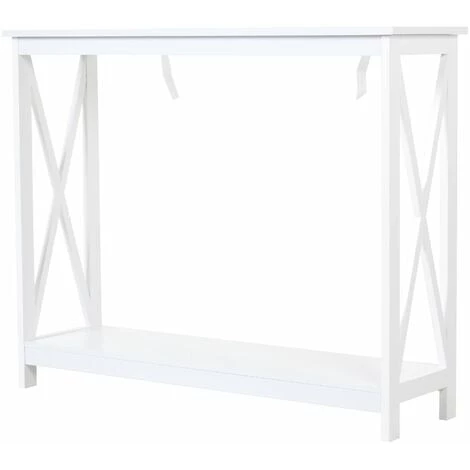 HOMCOM Console Style Table De Drapier Néo-rétro étagère Dim. 100L X 30l X 80,5H Cm MDF Blanc 3 HOMCOM Console Style Table De Drapier Néo-rétro étagère Dim. 100L X 30l X 80,5H Cm MDF Blanc