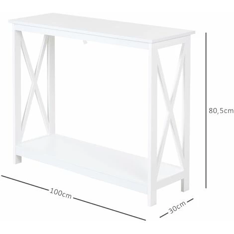 HOMCOM Console Style Table De Drapier Néo-rétro étagère Dim. 100L X 30l X 80,5H Cm MDF Blanc 5 HOMCOM Console Style Table De Drapier Néo-rétro étagère Dim. 100L X 30l X 80,5H Cm MDF Blanc – Image 3