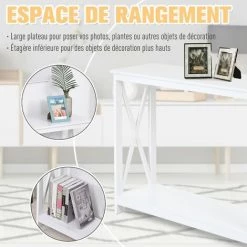 HOMCOM Console Style Table De Drapier Néo-rétro étagère Dim. 100L X 30l X 80,5H Cm MDF Blanc 11 HOMCOM Console Style Table De Drapier Néo-rétro étagère Dim. 100L X 30l X 80,5H Cm MDF Blanc -France HOMCOM Soldes 2022 64716535 5