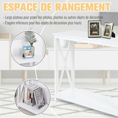 HOMCOM Console Style Table De Drapier Néo-rétro étagère Dim. 100L X 30l X 80,5H Cm MDF Blanc 7 HOMCOM Console Style Table De Drapier Néo-rétro étagère Dim. 100L X 30l X 80,5H Cm MDF Blanc – Image 5