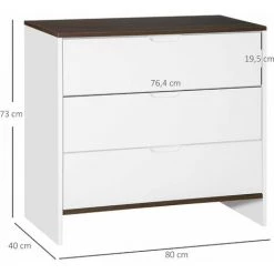 HOMCOM Commode Meuble De Rangement Style Contemporain 3 Tiroirs Dim. 80L X 40l X 73H Cm MDF Blanc Aspect Bois Noyer - Blanc 9 HOMCOM Commode Meuble De Rangement Style Contemporain 3 Tiroirs Dim. 80L X 40l X 73H Cm MDF Blanc Aspect Bois Noyer - Blanc -France HOMCOM Soldes 2022 64716605 3