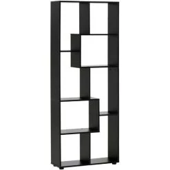HOMCOM Bibliothèque étagère Meuble De Rangement Dim. 70L X 24l X 178H Cm En Zigazag Et 8 Espaces En Panneau De Particules Noir - Noir