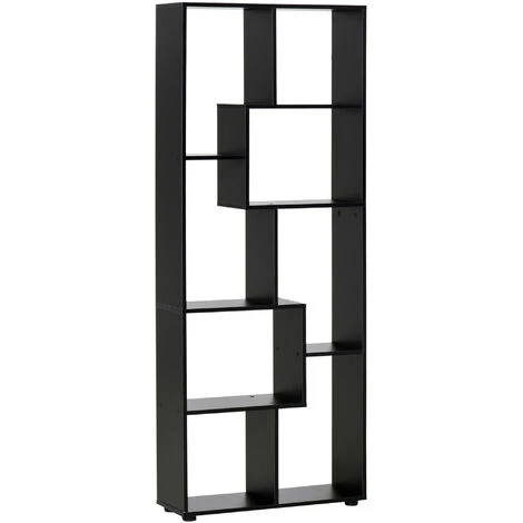 HOMCOM Bibliothèque étagère Meuble De Rangement Dim. 70L X 24l X 178H Cm En Zigazag Et 8 Espaces En Panneau De Particules Noir - Noir 3 HOMCOM Bibliothèque étagère Meuble De Rangement Dim. 70L X 24l X 178H Cm En Zigazag Et 8 Espaces En Panneau De Particules Noir - Noir