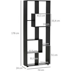 HOMCOM Bibliothèque étagère Meuble De Rangement Dim. 70L X 24l X 178H Cm En Zigazag Et 8 Espaces En Panneau De Particules Noir - Noir 10 HOMCOM Bibliothèque étagère Meuble De Rangement Dim. 70L X 24l X 178H Cm En Zigazag Et 8 Espaces En Panneau De Particules Noir - Noir -France HOMCOM Soldes 2022 67360594 4