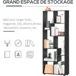 HOMCOM Bibliothèque étagère Meuble De Rangement Dim. 70L X 24l X 178H Cm En Zigazag Et 8 Espaces En Panneau De Particules Noir - Noir 11 HOMCOM Bibliothèque étagère Meuble De Rangement Dim. 70L X 24l X 178H Cm En Zigazag Et 8 Espaces En Panneau De Particules Noir - Noir -France HOMCOM Soldes 2022 67360594 5
