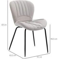 HOMCOM Lot De 2 Chaises Design Contemporain Piètement Acier Gris - Crème -France HOMCOM Soldes 2022 67360595 3