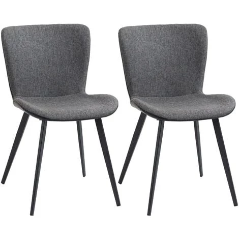 HOMCOM Lot De 2 Chaises De Salle à Manger Piétement Acier Gris - Gris 3 HOMCOM Lot De 2 Chaises De Salle à Manger Piétement Acier Gris - Gris