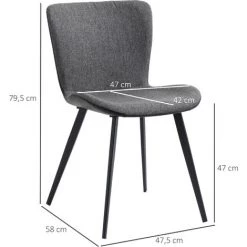 HOMCOM Lot De 2 Chaises De Salle à Manger Piétement Acier Gris - Gris 9 HOMCOM Lot De 2 Chaises De Salle à Manger Piétement Acier Gris - Gris -France HOMCOM Soldes 2022 67360597 3