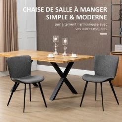 HOMCOM Lot De 2 Chaises De Salle à Manger Piétement Acier Gris - Gris 11 HOMCOM Lot De 2 Chaises De Salle à Manger Piétement Acier Gris - Gris -France HOMCOM Soldes 2022 67360597 5