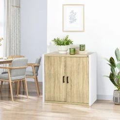 HOMCOM Buffet Meuble De Rangement Avec Placard 2 Portes Et 1 étagère Réglable MDF - Blanc Et Aspect Bois - Dim. 80I X 40P X 77H Cm - Beige 10 HOMCOM Buffet Meuble De Rangement Avec Placard 2 Portes Et 1 étagère Réglable MDF - Blanc Et Aspect Bois - Dim. 80I X 40P X 77H Cm - Beige -France HOMCOM Soldes 2022 67360598 4