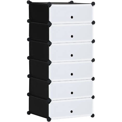 HOMCOM Meuble De Rangement à Chaussures Modulable 6 Casiers Rectangulaires Empilables - Noir Et Blanc - Noir 3 HOMCOM Meuble De Rangement à Chaussures Modulable 6 Casiers Rectangulaires Empilables - Noir Et Blanc - Noir