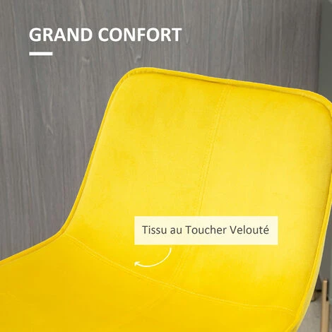HOMCOM Tabouret De Bar Lot De 2 Avec Repose-pieds Hauteur 103 Cm - Piètement Métal Doré - Jaune - Jaune 7 HOMCOM Tabouret De Bar Lot De 2 Avec Repose-pieds Hauteur 103 Cm - Piètement Métal Doré - Jaune - Jaune – Image 5