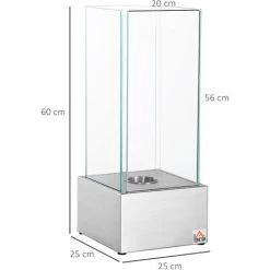 HOMCOM Cheminée Portable à Poser Bioéthanol Avec Réservoir 0,4 L Couverture 15 M² - Dim. 25L X 25l X 60H Cm - Argent 9 HOMCOM Cheminée Portable à Poser Bioéthanol Avec Réservoir 0,4 L Couverture 15 M² - Dim. 25L X 25l X 60H Cm - Argent -France HOMCOM Soldes 2022 67360627 3