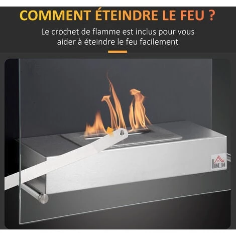 HOMCOM Cheminée Bioéthanol Murale Design Contemporain Bruleur 1,5 L - Couverture 20-25 M² - Dim. 60L X 22l X 40H Cm - Noir 7 HOMCOM Cheminée Bioéthanol Murale Design Contemporain Bruleur 1,5 L - Couverture 20-25 M² - Dim. 60L X 22l X 40H Cm - Noir – Image 5