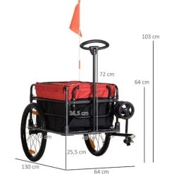 HOMCOM Remorque à Vélo Ou Piéton Avec Barre D'attelage Universelle Et Tissu Oxford - Drapeau Et Réflecteurs - Dim. 130L X 64l X 64/103H Cm - Noir 8 HOMCOM Remorque à Vélo Ou Piéton Avec Barre D'attelage Universelle Et Tissu Oxford - Drapeau Et Réflecteurs - Dim. 130L X 64l X 64/103H Cm - Noir -France HOMCOM Soldes 2022 67360630 3