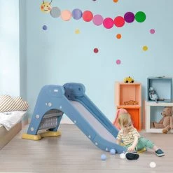 HOMCOM Toboggan Pour Enfants Intérieur Extérieur Avec Marches Antidérapantes - HDPE - Dim.145L X 45l X 63H Cm - Bleu -France HOMCOM Soldes 2022 67360650 4