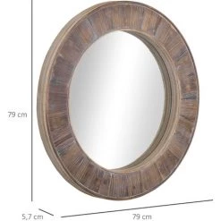 HOMCOM Miroir Rond Mural En Bois De Pin Style Naturel Ø 79 Cm - Marron 9 HOMCOM Miroir Rond Mural En Bois De Pin Style Naturel Ø 79 Cm - Marron -France HOMCOM Soldes 2022 67360651 3