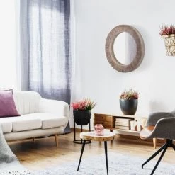 HOMCOM Miroir Rond Mural En Bois De Pin Style Naturel Ø 79 Cm - Marron 10 HOMCOM Miroir Rond Mural En Bois De Pin Style Naturel Ø 79 Cm - Marron -France HOMCOM Soldes 2022 67360651 4