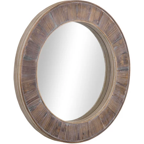 HOMCOM Miroir Rond Mural En Bois De Pin Style Naturel Ø 79 Cm - Marron 7 HOMCOM Miroir Rond Mural En Bois De Pin Style Naturel Ø 79 Cm - Marron – Image 5