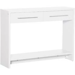 HOMCOM Console Table D'appoint Avec étagère Et 2 Tiroirs Dim. 101,6L X 28l X 76,2H Cm Panneaux De Particules Blanc - Blanc