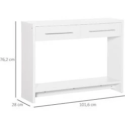 HOMCOM Console Table D'appoint Avec étagère Et 2 Tiroirs Dim. 101,6L X 28l X 76,2H Cm Panneaux De Particules Blanc - Blanc 9 HOMCOM Console Table D'appoint Avec étagère Et 2 Tiroirs Dim. 101,6L X 28l X 76,2H Cm Panneaux De Particules Blanc - Blanc -France HOMCOM Soldes 2022 67360655 3
