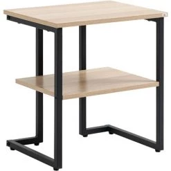 HOMCOM Table D'appoint Guéridon Avec 2 Plateaux En Métal Et Panneaux De Particules - Dim. 45L X 35l X 48H Cm - Beige