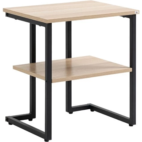 HOMCOM Table D'appoint Guéridon Avec 2 Plateaux En Métal Et Panneaux De Particules - Dim. 45L X 35l X 48H Cm - Beige 3 HOMCOM Table D'appoint Guéridon Avec 2 Plateaux En Métal Et Panneaux De Particules - Dim. 45L X 35l X 48H Cm - Beige